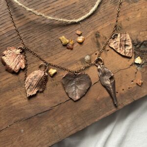 miedziany choker z liści, boho, talizman - zdjecie główne